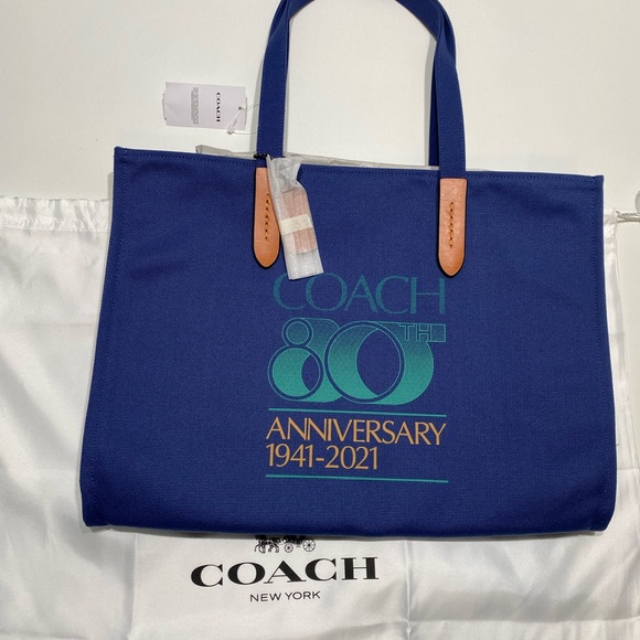 Coach Logo 80th Anniversary 100 Recycled Bag  Canvas Tote 42 Signature Purse - Picture 1 of 12